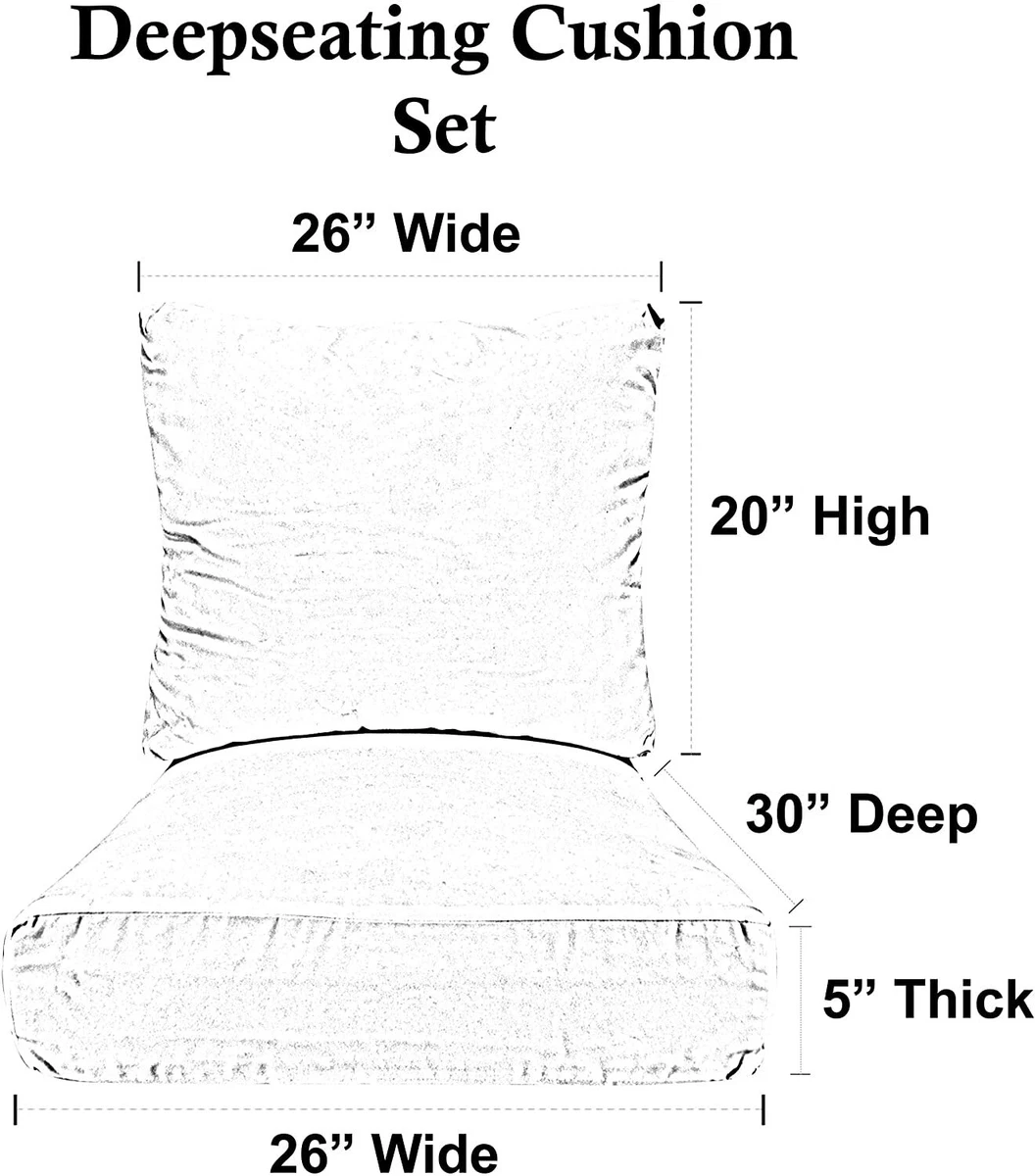 RSH D cor Indoor Outdoor Deep Seating Cushion Set 26 x 30 x5 and