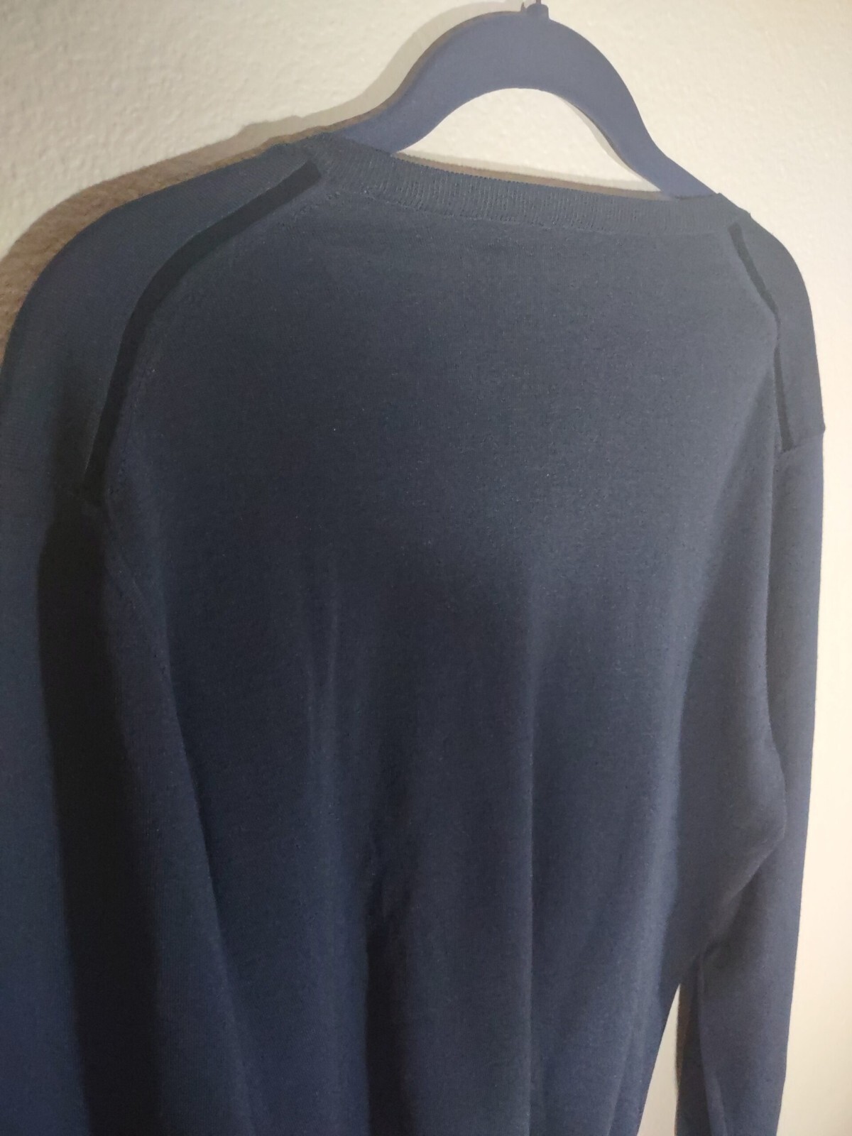 Maglione donna Yves Saint Laurent Rive Gauche blu navy lana scollo a V taglia large