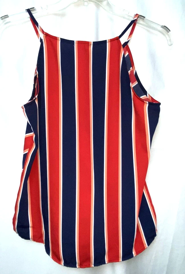 Maurice's Women's Spaghetti Strap Stripe Tank Top Size L Blue Red B24*O - Image 2 of 3