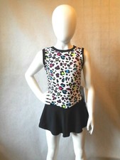 Ice Skating Dress Adult XS White with Multi Animal Print H1270 NWT