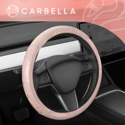 Pink Car Steering Wheel Cover Protector for Women Cute Holographic Glitter Bling