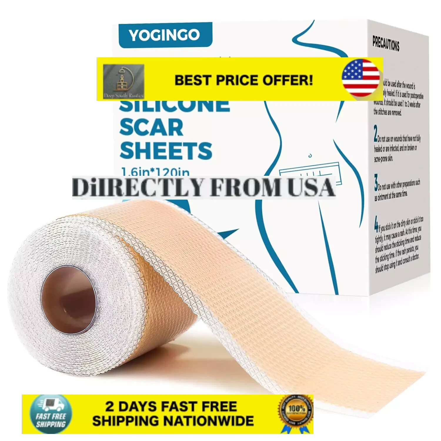 Silicone Scar Sheets Roll 1.6” x 120” – Medical-Grade Silicone Scar Tape for Kel