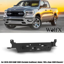 Front Bumper Winch Plate Mount For 2019-2024 RAM 1500 Texture Black Winch Plate