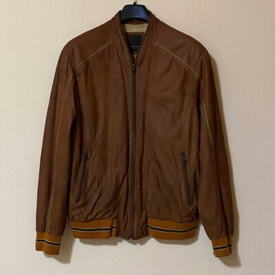 P&P PROJECTS & PEOPLE Brown Goat Tassel Leather Jacket Motorcycle Stylish