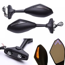 Espejos retrovisores de motocicleta con señales de giro LED azules para Suzuki Katana 600 750 TL1000R