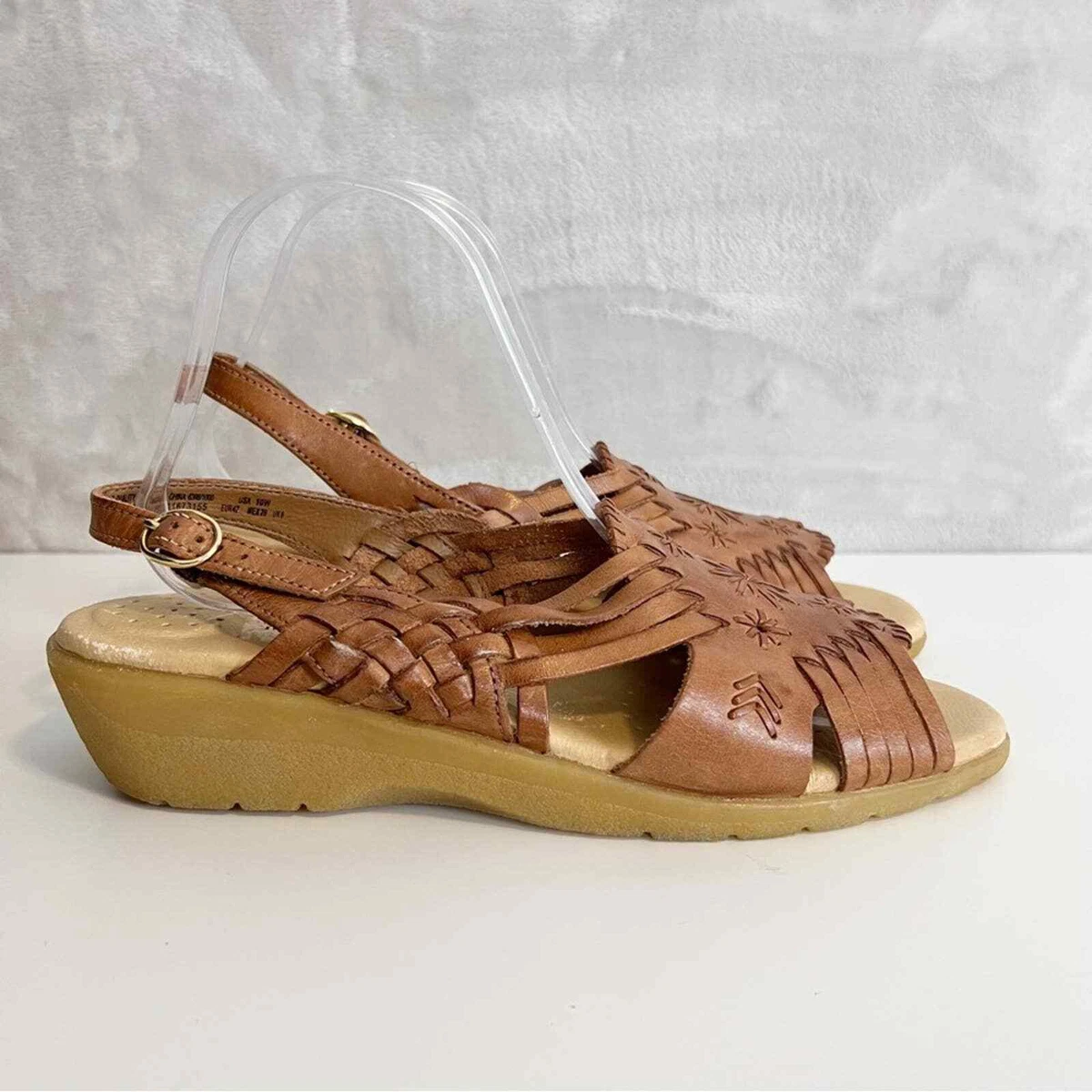Cobbie Cuddlers Sandals Leather Woven Strap Comfort Shoes Womens