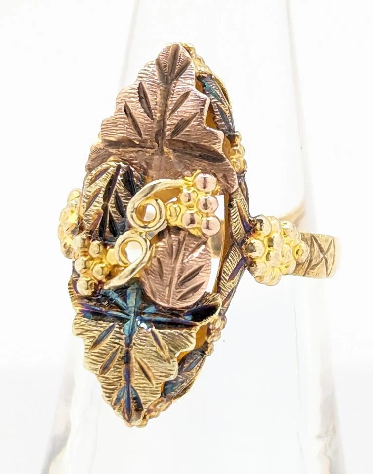 10K Tri-Tone Gold 4.3g Fall Oak Maple Leaf Autumn Cluster Season Ring Size 6 - Image 4 of 4