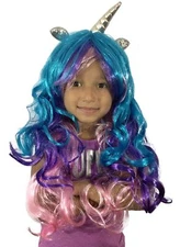 KINREX Unicorn Wig with Horns and Ears for Kids, Women, Girls, Adults - Cospl...