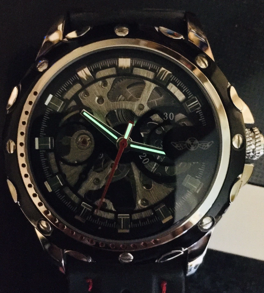 ESQUELETO MECÁNICO AUTOMÁTICO 43MM TRANSPARENTE CAJA TRASERA RELOJ CORREA SILICONA NUEVO Foto 4 de 4