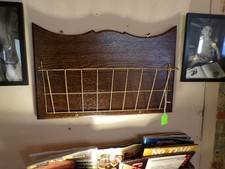 Antique Oak art wall shelf hoosier cabinet wire holder refinished #3