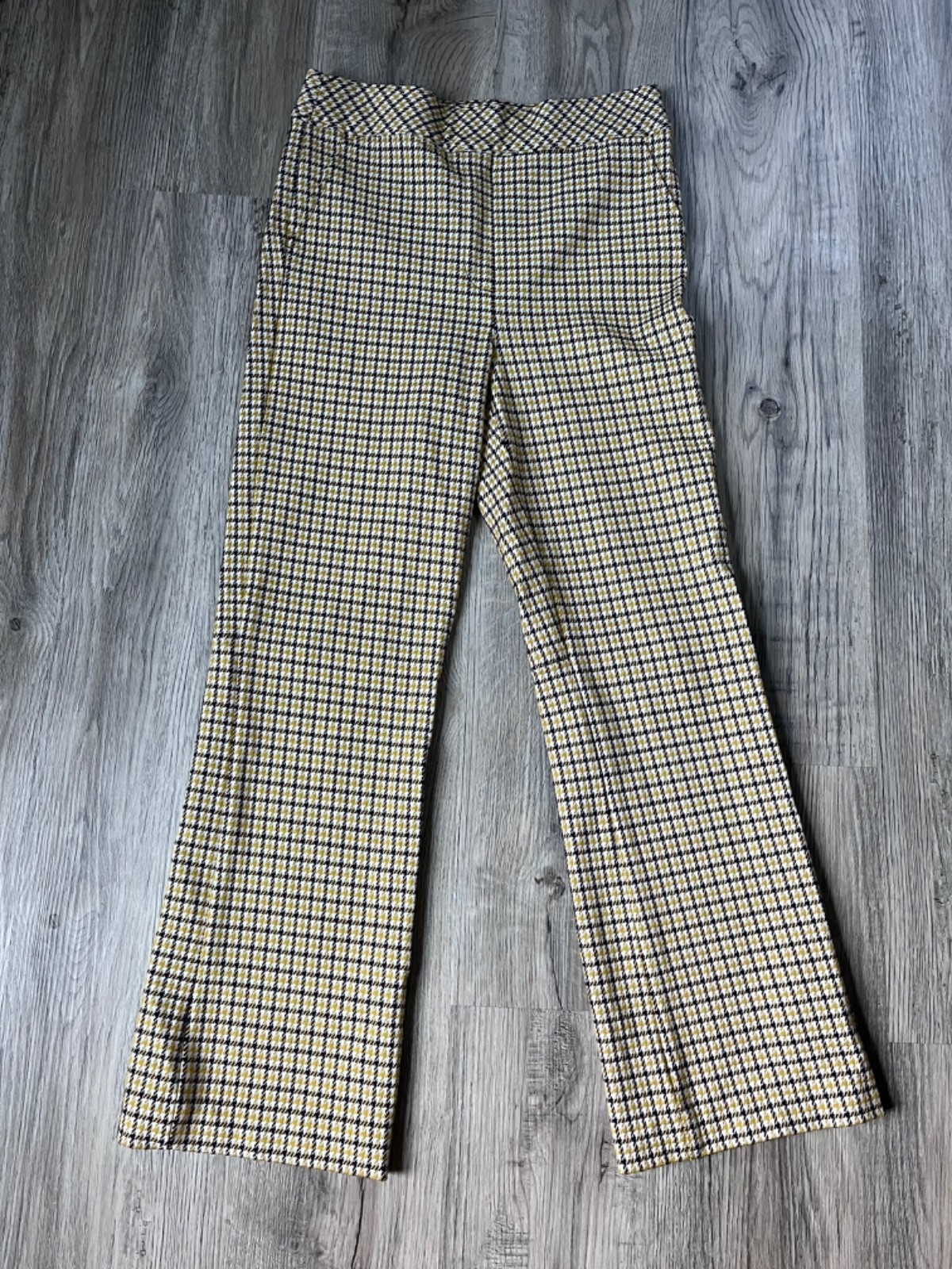 Spanx Pants Houndstooth Kick Flare Dijon Yellow Pants Size Medium Tall MT