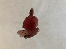 Bel Disegno 1970 Nudo Acquerello Matita Uomo Ritratto Seconda Metà XX Secolo