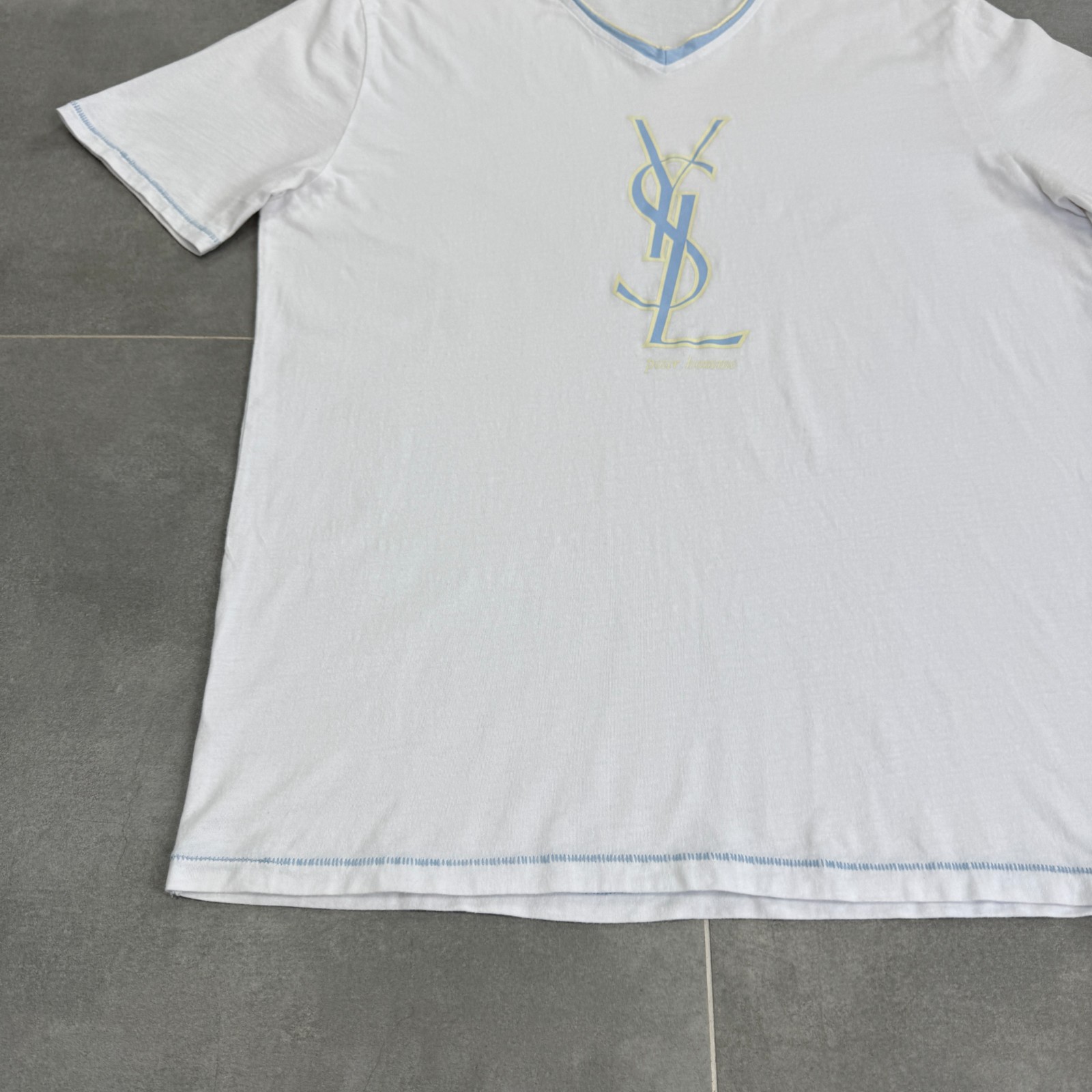 T shirt vintage Yves Saint Laurent Pour Homme YSL logo centrale uomo taglia L