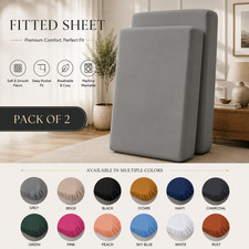 Hotel Quality Fitted Sheet Pack of 2 Single Double King 40cm Deep Bed Sheets