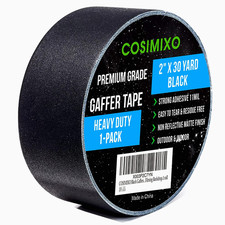 Black Gaffers Tape 30 Yards X 2 Inch X 11Mil- Waterproof, No Residue, Non-Reflec