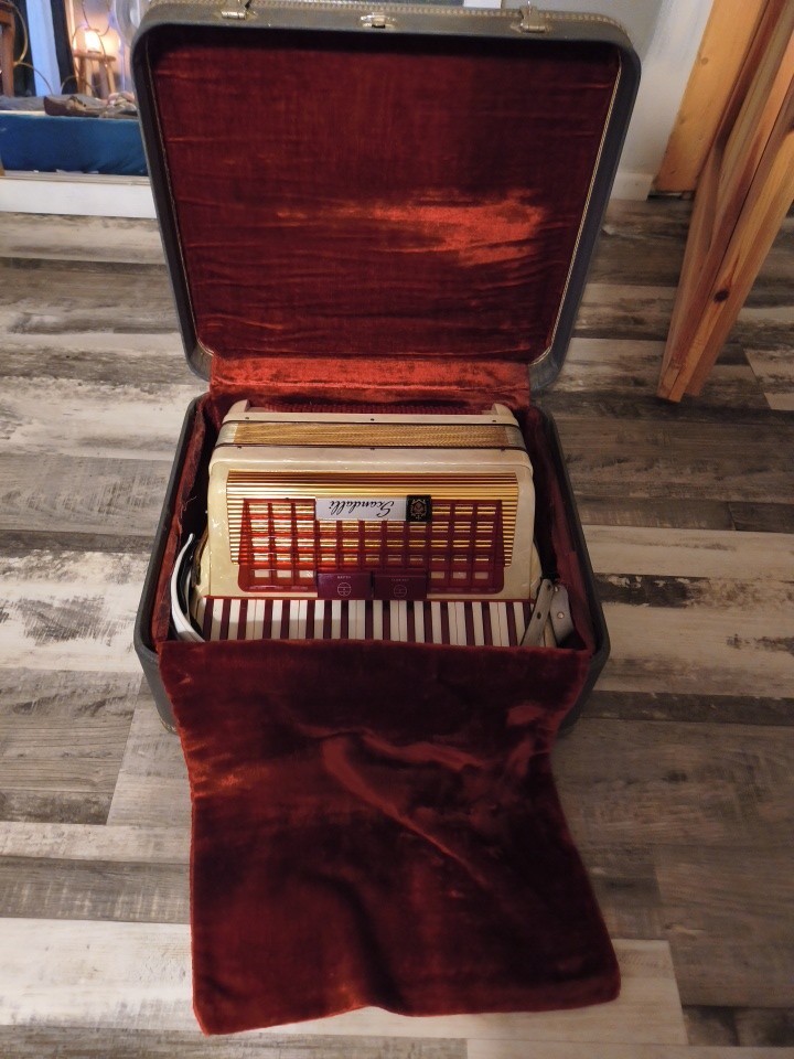 Scandalli Vintage Italian Accordian Great Shape With  Beautiful Red Velvet Case
