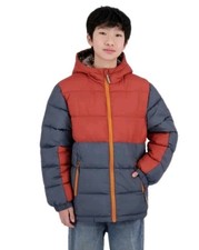 Pacific Trail Youth Puffer Jacket Water Resistant Red Gray, Size: Large 14-16 