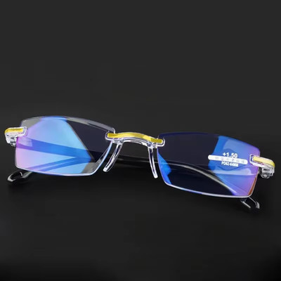 New Anti Blue Ray Reading Glasses Men Women Rimless Cutting Presbyopia Eyewear f