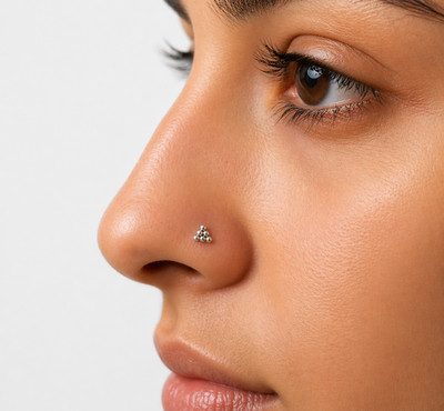 Sterling Silver Triangle 3mm Left Right Side Shiny Nose Small Stud Piercing