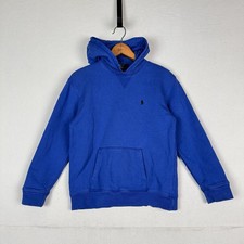 Vintage 90  s Polo Ralph Lauren Boys After Hood Sweatshirt Hoodie M 12-14 Blue