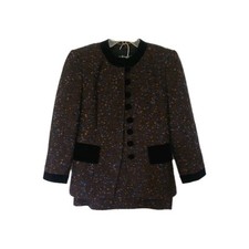 VTG Louis Feraud Ladies Suit Wool/Velvet 1980's Sz 4 Preowned