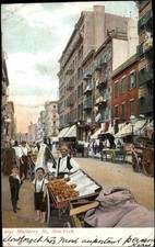 NEW YORK CITY NYC NY Mulberry Street STREET VENDORS FRUIT MARKET Postcard
