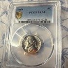 PCGS PR64 1964 Jefferson Nickel 5C Proof Philadelphia KM# A202 75/25 Cu-Ni — photo 1