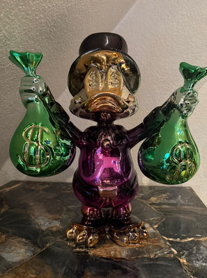 Pop Art Deko Figur Dagobert Duck   Metallic Statue Kunstharz  Dekoobjekt