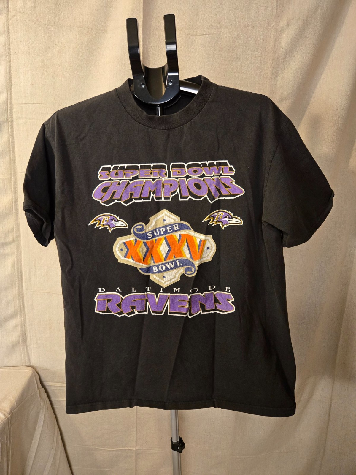 Vintage Baltimore Ravens Super Bowl XXXV Champions T-Shirt Men L Black