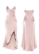 Women's Satin Asymmetrical Maxi A LineDress Size M Wild Fable Gray
