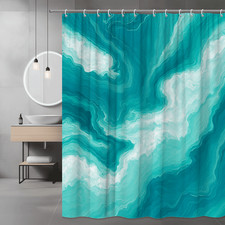Elegant Teal and White Shower Curtain for Bathroom Decor