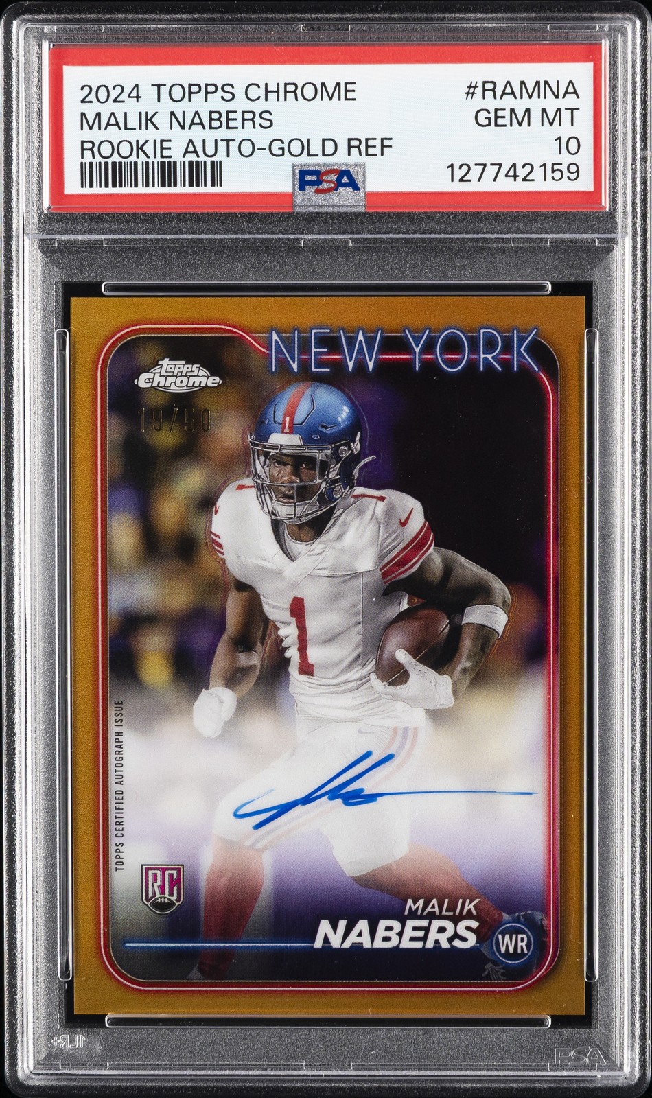 2024 TOPPS CHROME ROOKIE AUTOS VARIATIONS #RAMNA MALIK NABERS 19/50 PSA 10