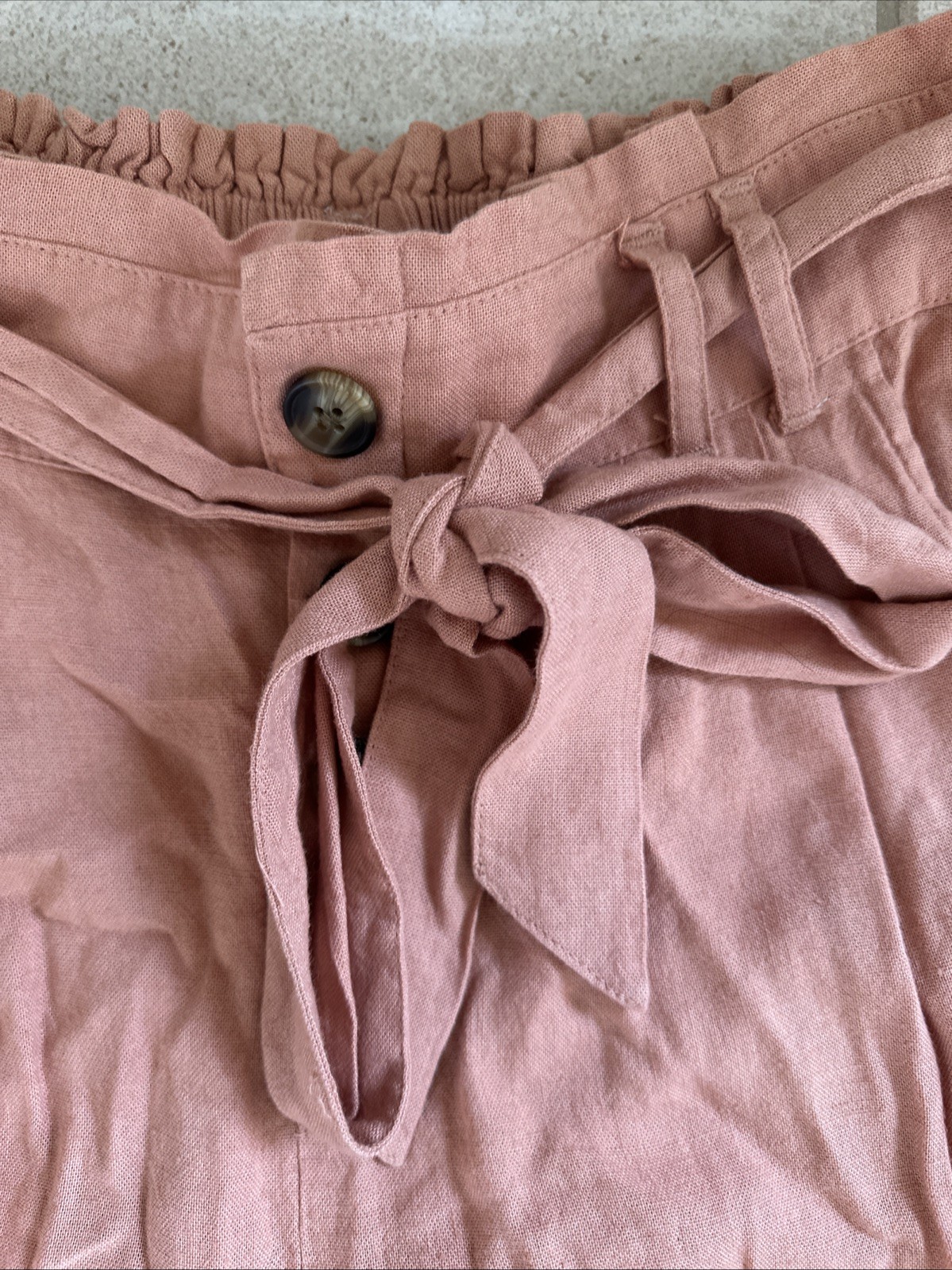 American Eagle Peach Solid Belted Pull On Pants B… - image 3