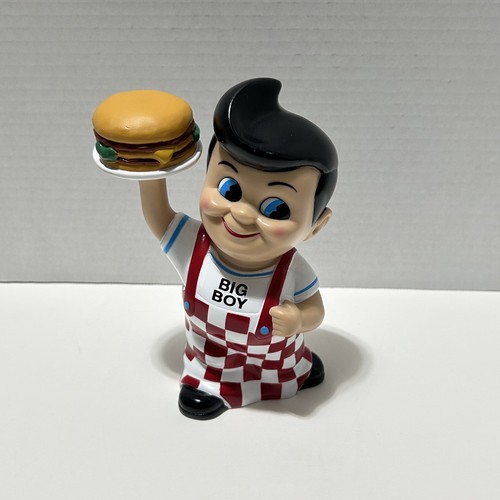 Vintage 2001 Bob's Big Boy Coin Piggy Bank 8" Restaurant Mascot Figure Stopper