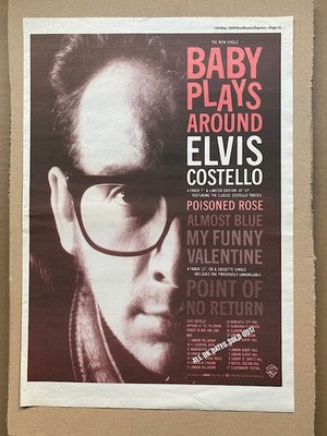 ELVIS COSTELLO BABY PLAYS AROUND POSTER SIZED original music press advert from 1