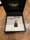 Dillards Necklace and Earring Set, Dark Red Stone Set In Silver. NEW! — photo 2