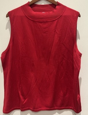 Pendleton Women s Plus 3X Red Silk Blend Knit Sleeveless Mock Neck Tank Top