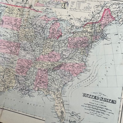 Gray's New Map of the United States 18.5x29'' 1903 Engraved Map SPB1