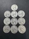 Lot of 10 Pre 1964 Quarters 90% Silver Various Dates Circulated Condition
