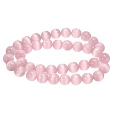 38pcs Light Pink Cat's Eye Stone Beads 10mm Round Crystal Loose Bead