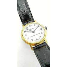 Vintage Lucerne Unbreakable Mainspring Swiss Made Wristwatch Black Leather