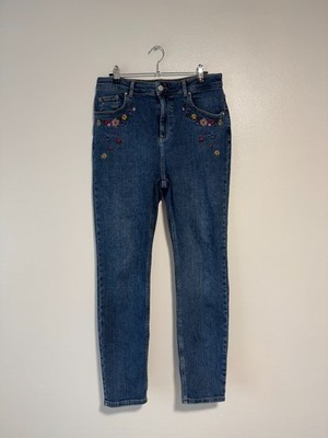 TU Mom Flowers Embroidered Jeans  - 12