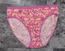 VICTORIA'S SECRET L PINK ORANGE FLORAL LIGHTWEIGHT BAND HIGH LEG BRIEF PANTIES