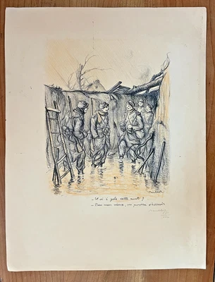 LITHOGRAPHIE DE POULBOT SIGNEE NUMEROTE 87/200 "poilus dans les tranchées " RARE - Photo 1/3