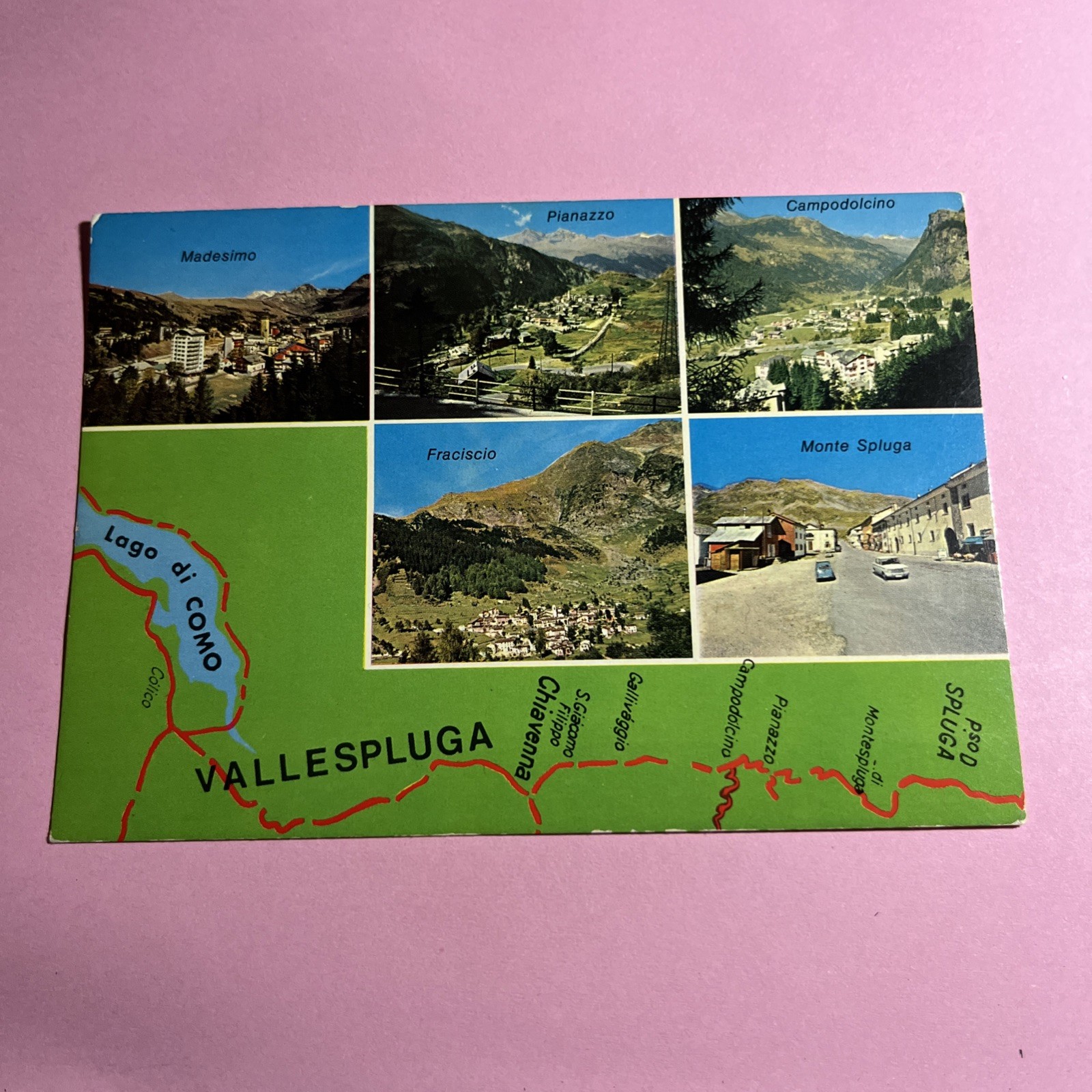 CARTOLINA A COLORI COLLEZIONE - VALLESPLUGA - LAGO DI COMO CARTINA MAPPA VEDUTE