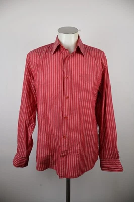 Façonnable Chemise Homme Coton Léger Manches Longues Vintage Rayée Rouge Blanc M - Photo 1/4
