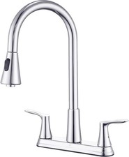 HOMELODY 2 Handle Kitchen Faucet with Pull Down Sprayer for 3 Hole Sink, Chrome