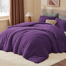 BEDELITE Fleece Twin Comforter Set -Super Soft Warm Fluffy Twin, Purple