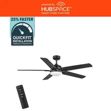Greenhaven 60 In. White Color Changing LED Matte Black Smart Ceiling Fan with Li