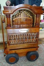 Busker Organ John Smith Style 26-Note Universal with Cart & Music Rolls +
